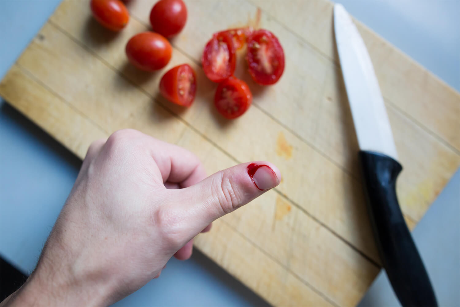 Coupure au doigt en cuisinant